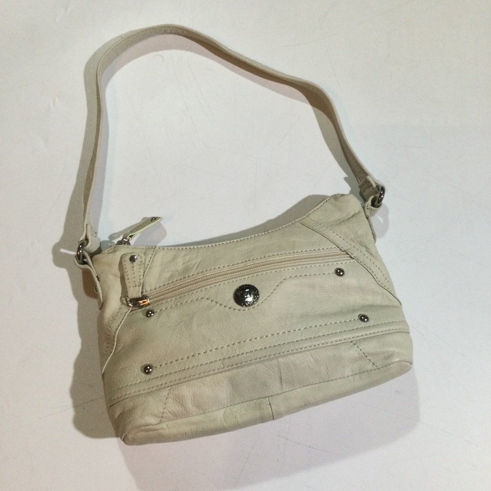 VTG Stone Mountain Womens Size Small Shoulder Bag Front Zipper Handbag In Ivory